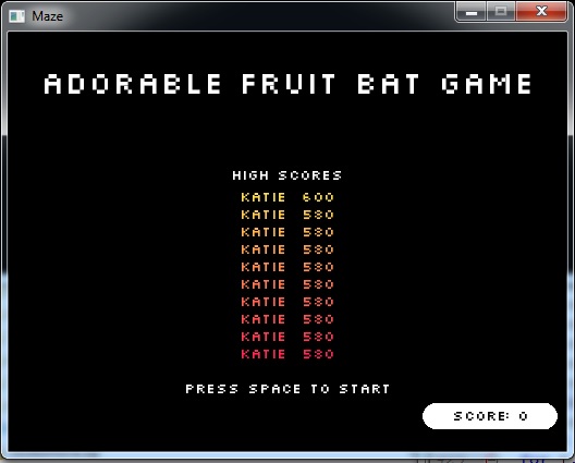 An early screenshot of the high scores list